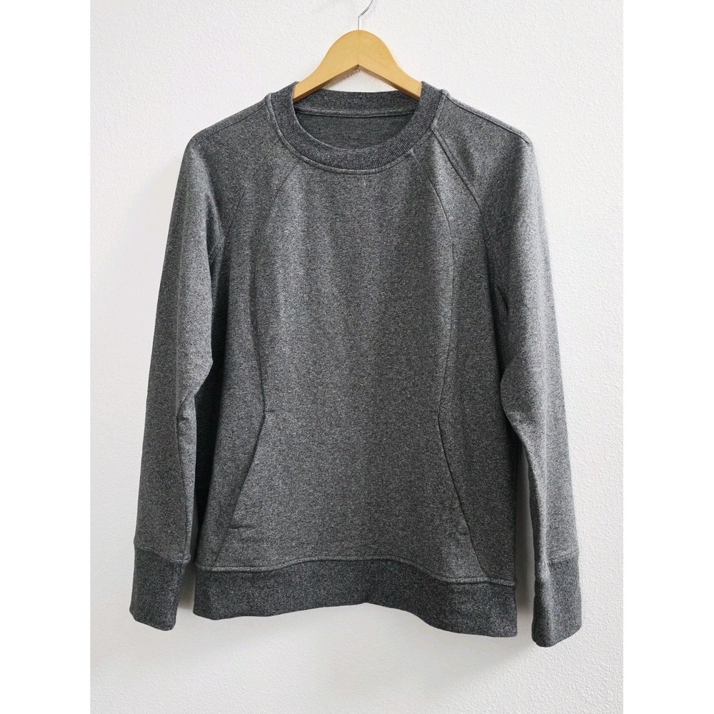 Lululemon Scuba Crew Neck Sweatshirt Women's 10 Heathered Speckled Black